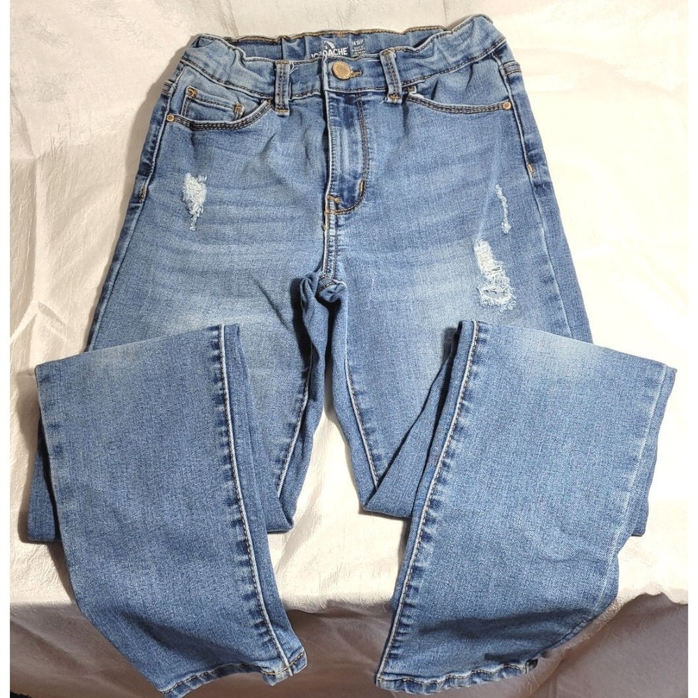 Girls' Jordache Elastic Waist Stretch Distressed Skinny Blue Jeans - 14 Slim